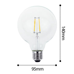 G95 LED Filament Globe Bulb E27 2W–8W Warm & Cool White