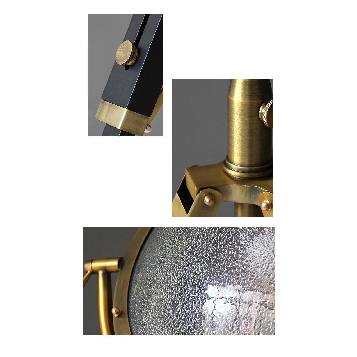 Industrial Cinema Spotlight Floor Lamp, E27, Bronze, Exposed Cage & Pulley