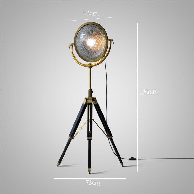 Industrial Cinema Spotlight Floor Lamp, E27, Bronze, Exposed Cage & Pulley