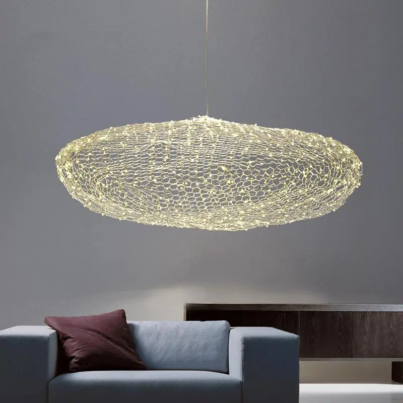 Art Deco Starlight Dotted Cloud Pendant Light Iron Gold White