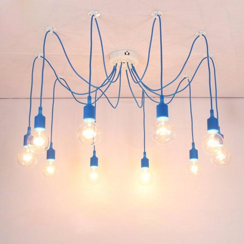 Blue Spider Chandelier Metal Arms E27 3 to 12 Cables