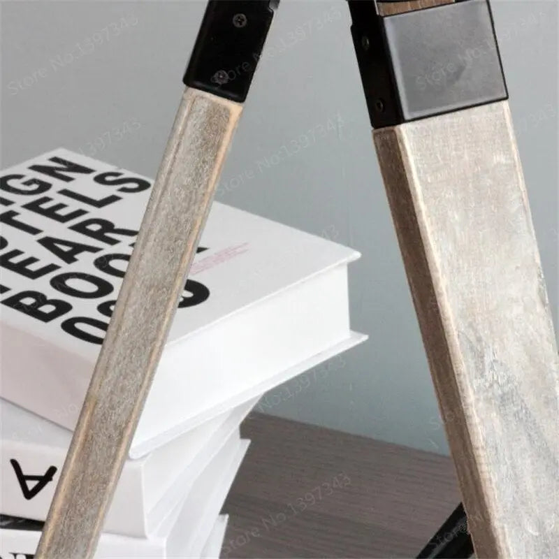 Industrial Tripod Floor Lamp E14 — Wood & Metal, 65 cm