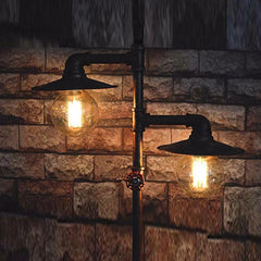 Industrial Counter Floor Lamp — Black Metal, 143 cm