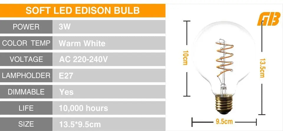 Vintage Filament LED Bulb E27 2300K 13 Models 3–8W