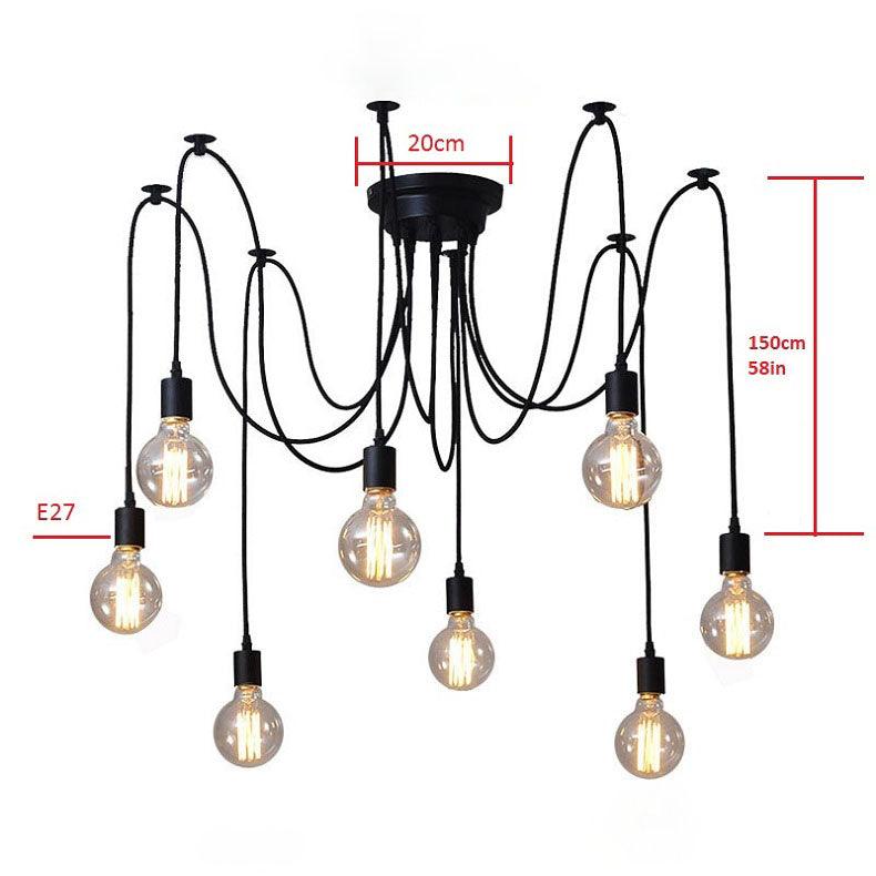 Spider Ceiling Light Black E27 1 to 12 Sockets