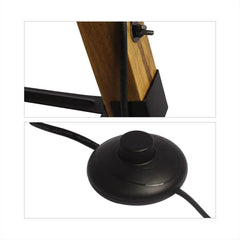 American Loft Industrial Floor Lamp — Black Metal & Solid Wood, 132 cm