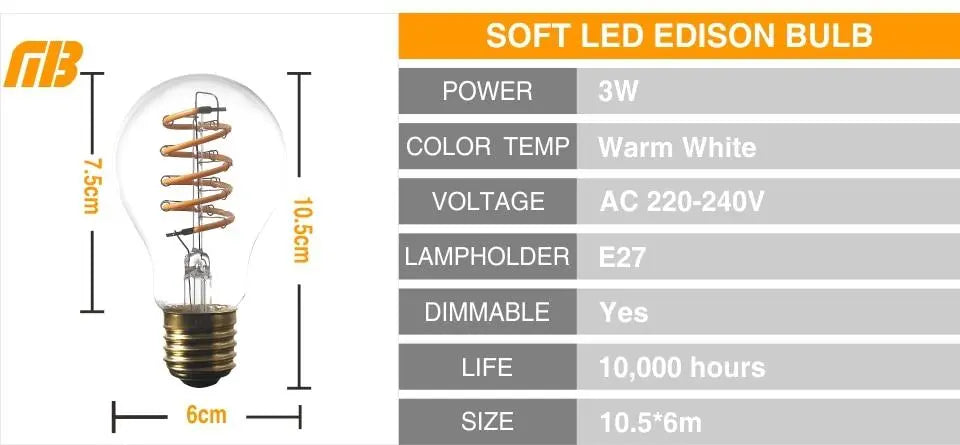 Vintage Filament LED Bulb E27 2300K 13 Models 3–8W