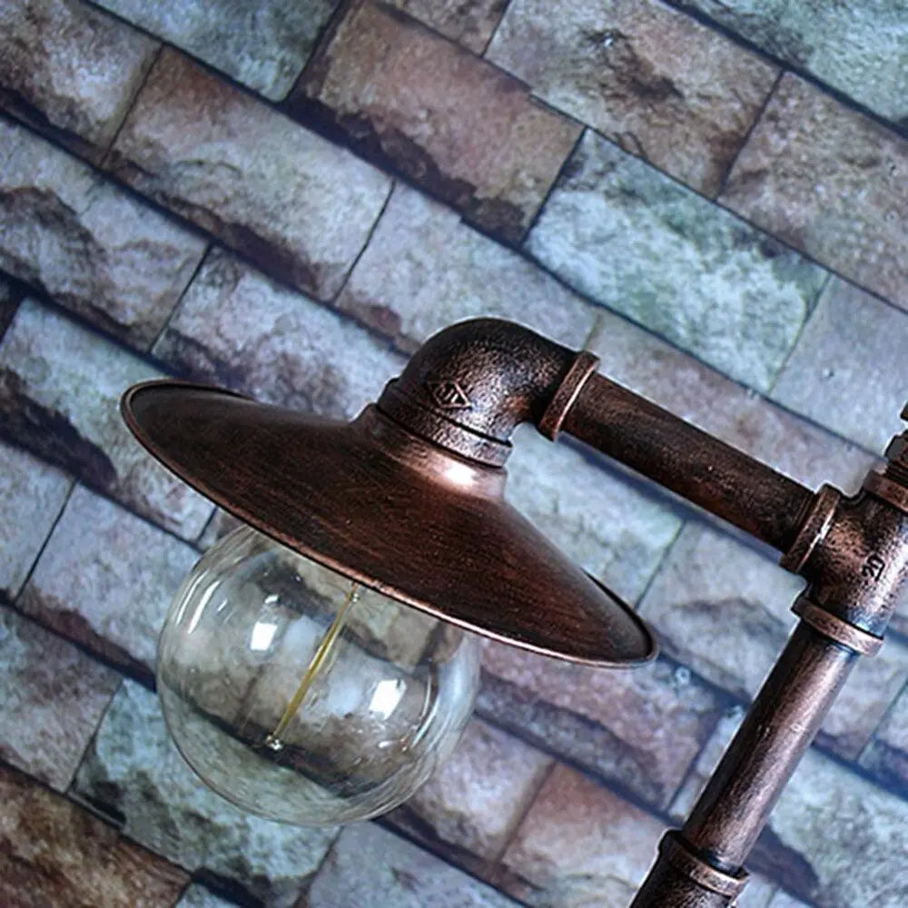Industrial Counter Floor Lamp — Black Metal, 143 cm