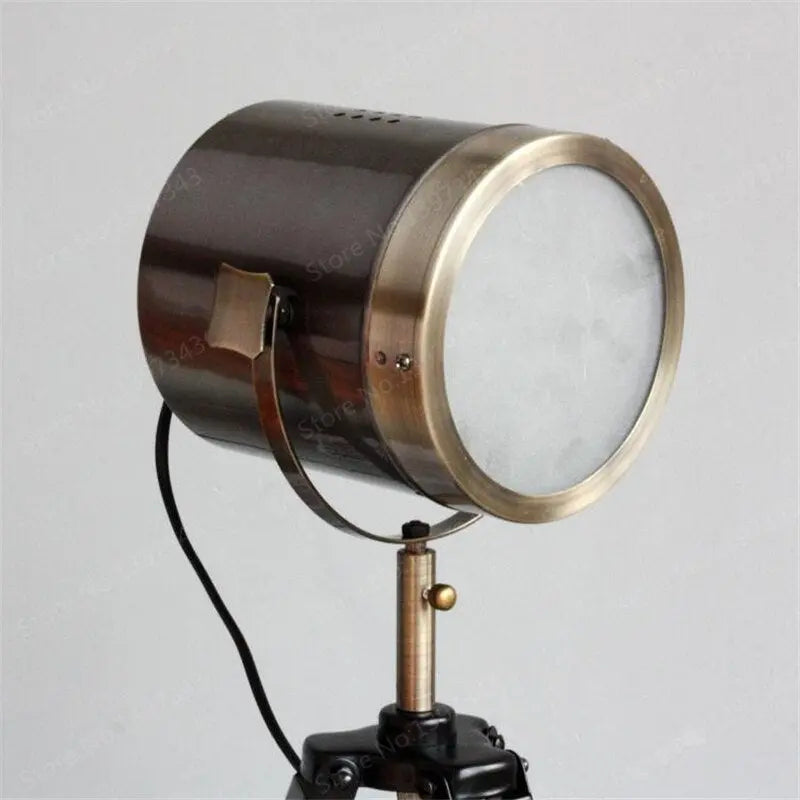 Industrial Tripod Floor Lamp E14 — Wood & Metal, 65 cm