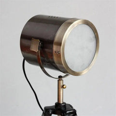 Industrial Tripod Floor Lamp E14 — Wood & Metal, 65 cm