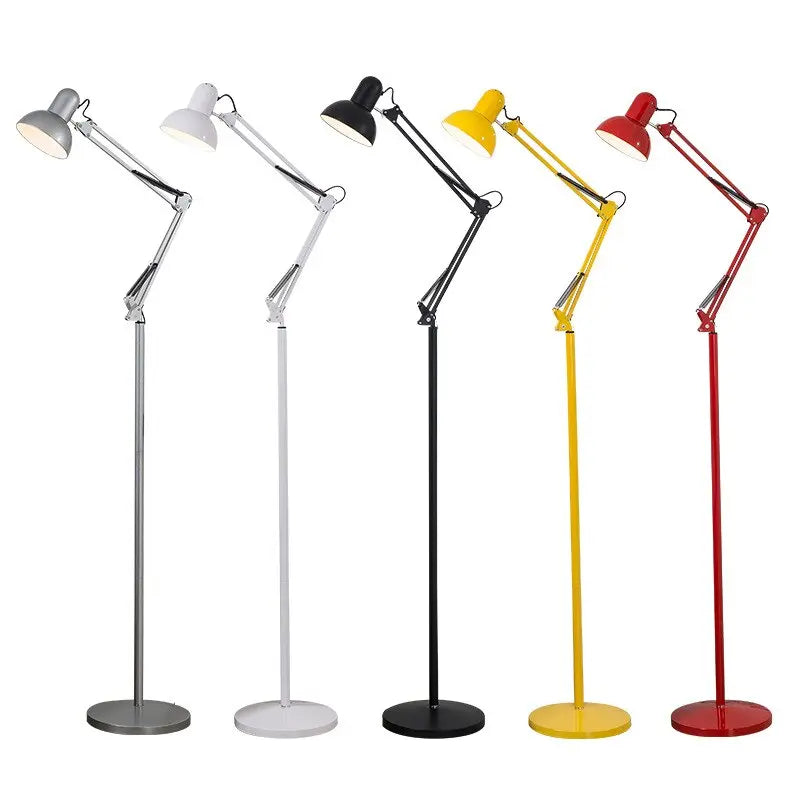 Coloured Industrial Floor Lamp — Adjustable Arm, Metal, 5 Colours