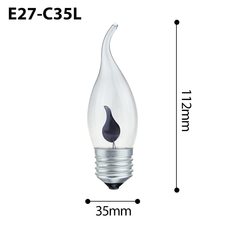E27 Flame LED Bulb 3W — 2700K Extra Warm White, C35L Elongated Candle