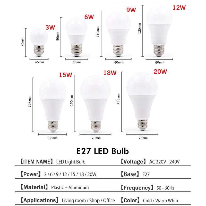 E27 LED Globe Bulb 3W–20W Warm & Cool White