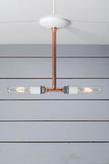 Double Copper Pipe Drop Pendant, Two Bulb Sockets