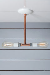 Double Copper Pipe Drop Pendant, Two Bulb Sockets