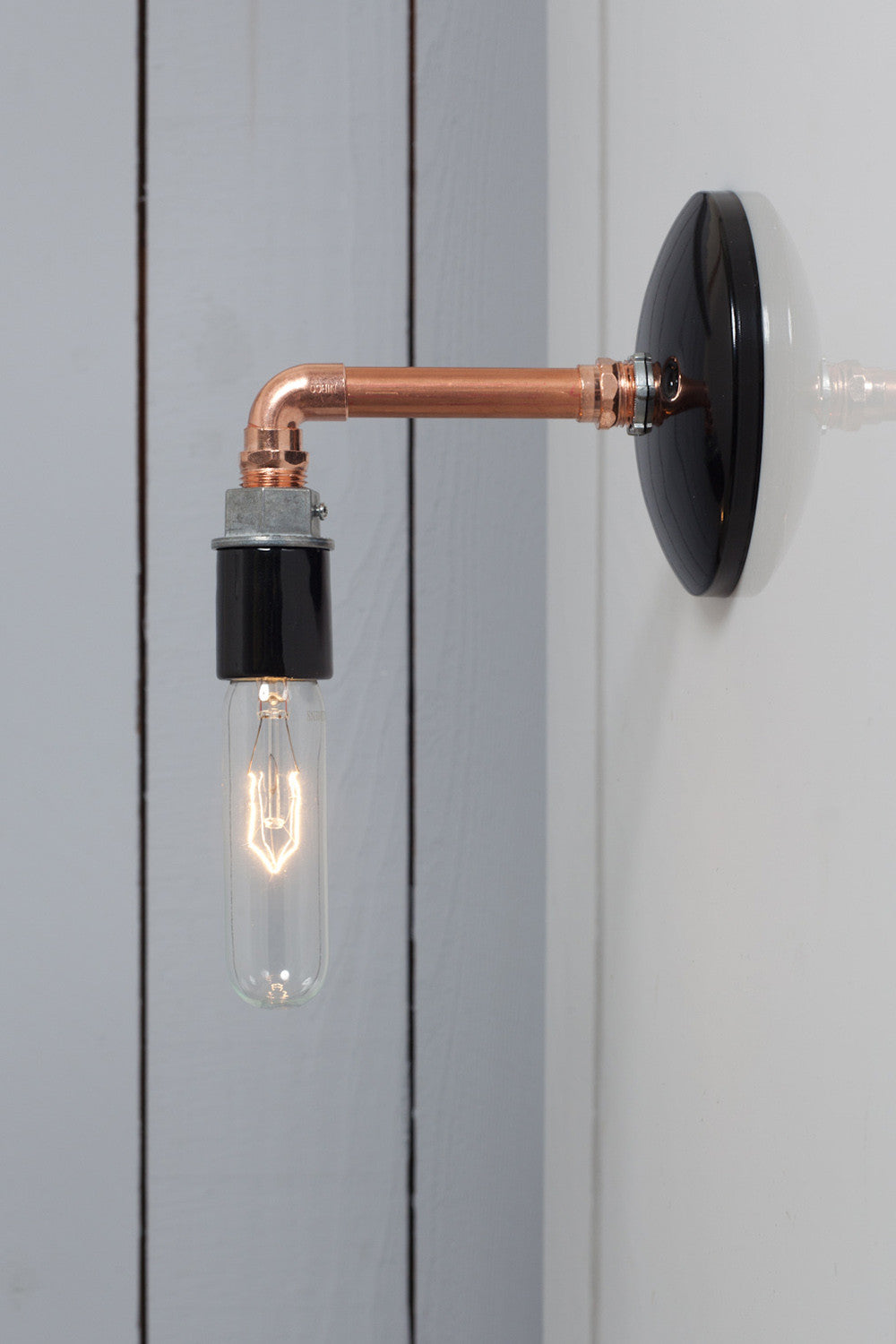 Copper Pipe Wall Sconce 90° Elbow E27 4–12in Adjustable
