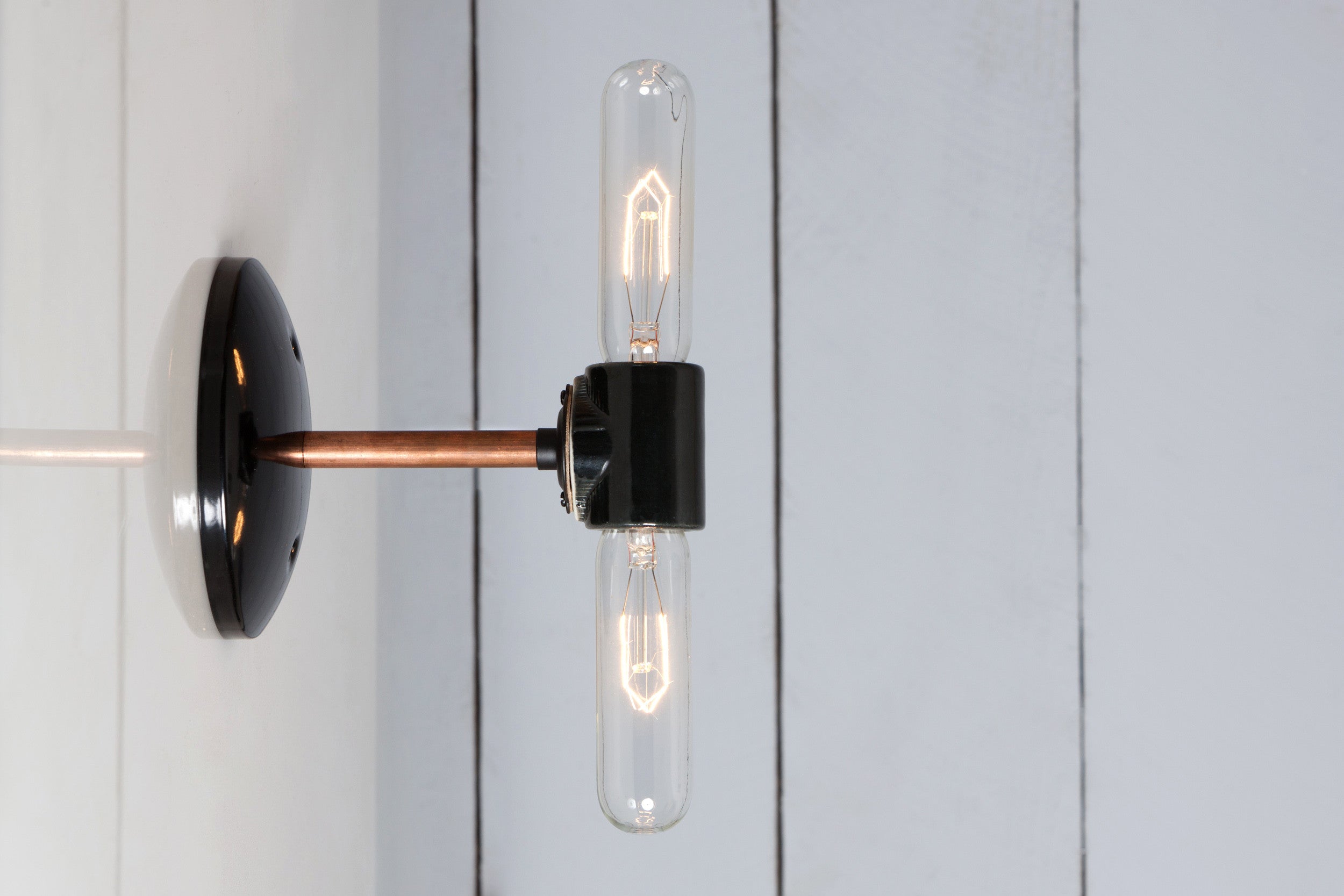 Double Copper Pipe Wall Sconce Bare Bulb 2×E27 25cm