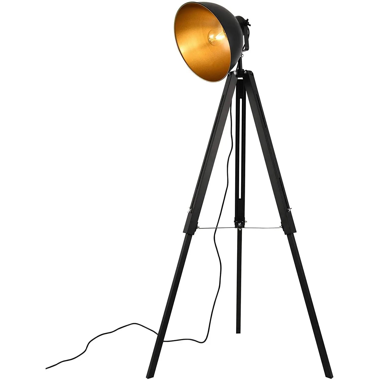 Gold & Metal Industrial Floor Lamp E27 — 135 cm