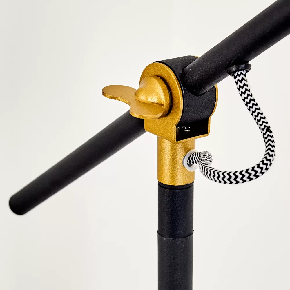 Industrial Offset Floor Lamp Black Metal Gold Interior Shade E27