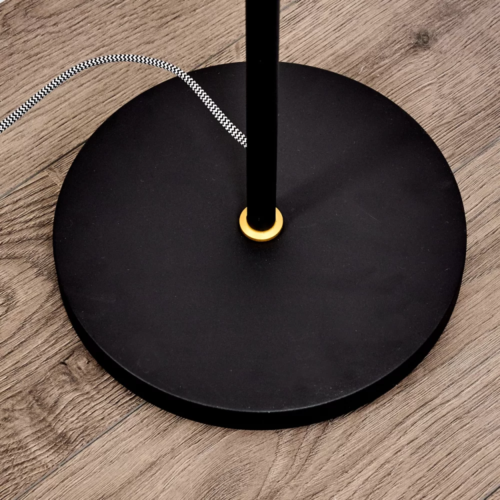 Industrial Offset Floor Lamp Black Metal Gold Interior Shade E27