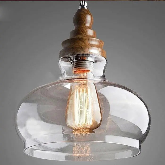 Clear Glass Vintage Pendant Light Dome Sphere or Triangle
