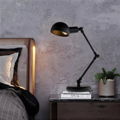 Black Industrial Table Lamp All-Black Adjustable Height E27 10W