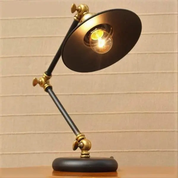Industrial Desk Lamp Black Gold Fittings Adjustable E27