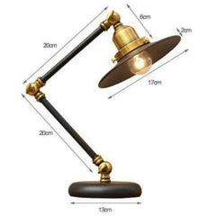 Industrial Desk Lamp Black Gold Fittings Adjustable E27