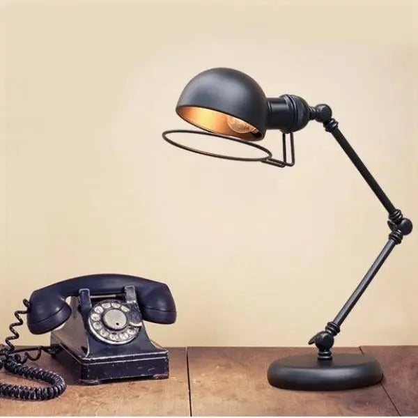 Black Gold Articulated Industrial Desk Lamp Removable Shade E27