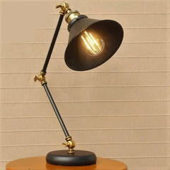 Black Gold Industrial Desk Lamp Adjustable Height E27
