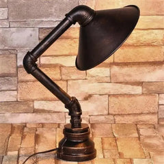 Vintage Industrial Desk Lamp All Black Metal Pipe Shade E27
