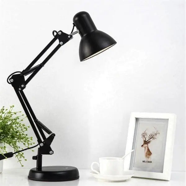 Industrial Desk Lamp Black Adjustable Cylindrical Shade E27
