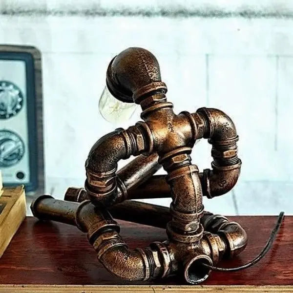 Industrial Pipe Table Lamp Black Metal E27