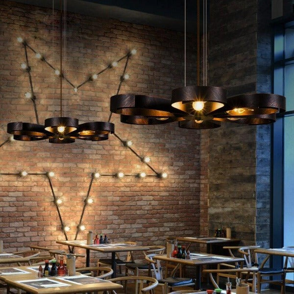 Industrial Flower Pendant Light Metal E14 Copper Black Ø60cm
