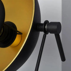 Retro Cinema Table Lamp Black Metal Gold Dome Shade E27