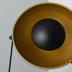 Retro Cinema Table Lamp Black Metal Gold Dome Shade E27
