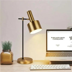 Industrial Table Lamp Black Gold Metal Shade Adjustable E27