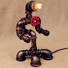 Industrial Table Lamp Black Shade Bronze Pipe E27