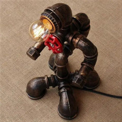 Industrial Table Lamp Black Shade Bronze Pipe E27