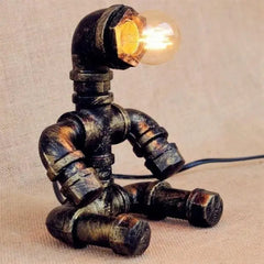 Industrial Forged Iron Table Lamp Bronze Brass E27