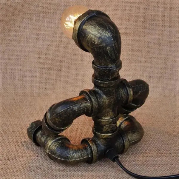 Industrial Forged Iron Table Lamp Bronze Brass E27