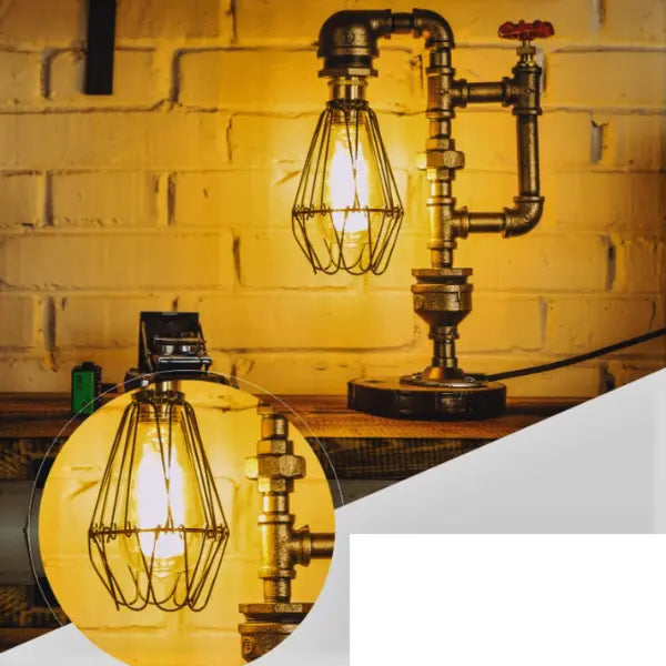 Industrial Table Lamp Aged Black Metal Shade E27