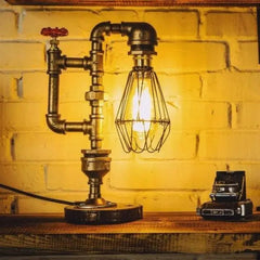 Industrial Table Lamp Aged Black Metal Shade E27