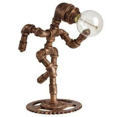 Vintage Industrial Table Lamp Aged Brown Copper Pipe E27