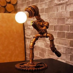 Vintage Industrial Table Lamp Aged Brown Copper Pipe E27