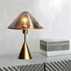 Gold Industrial Table Lamp Clear Glass Globe Metal Base E27