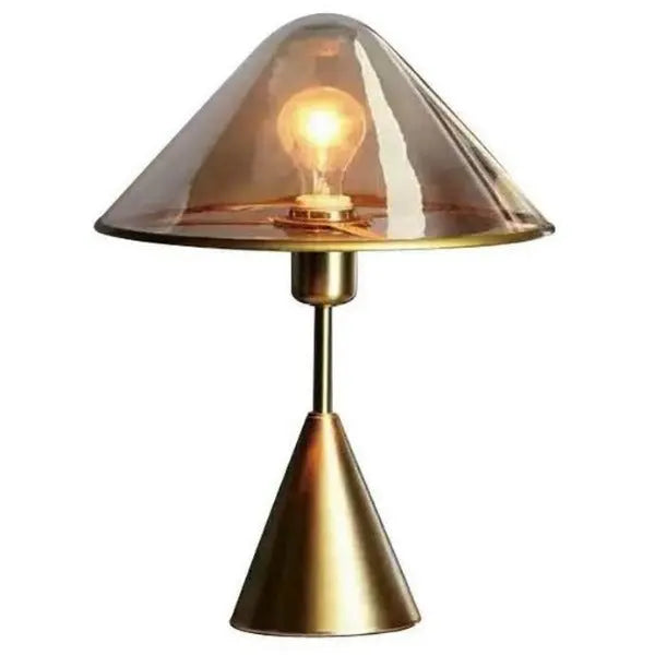 Gold Industrial Table Lamp Clear Glass Globe Metal Base E27