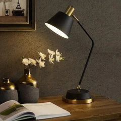 Adjustable Industrial Table Lamp Black Gold Metal Shade E27