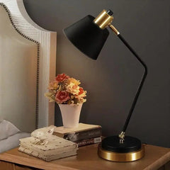 Adjustable Industrial Table Lamp Black Gold Metal Shade E27