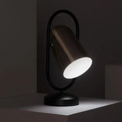 Industrial Table Lamp Matte Black Base Gold Metal Shade E27